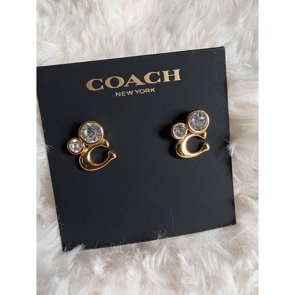 COACH Signature C Crystal Stud Earrings